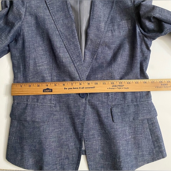 Calvin Klein Women's Blazer Size 8 Blue Chambray Cotton Linen Blend - Picture 6 of 11